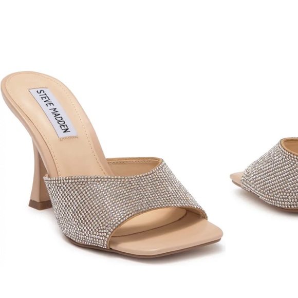 NWT Steve Madden, Syl Heeled Rhinestone Sandal - Picture 2 of 7